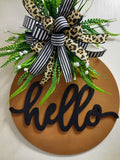 Brown and Black Hello door hanger