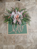 3-D Olive Green hello Door Hanger
