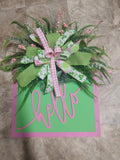 3-D Bright Pink and Green hello door hanger