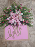3-D pink hello door hanger