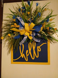 Blue And Yellow Hello Door Hanger