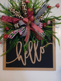 Black and Natural Hello Door Hanger